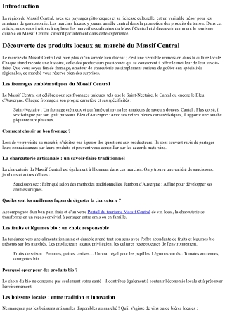 **Découverte des produits locaux au marché du Massif Central**