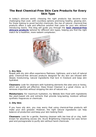 The Best Chemical-Free Skin Care Products for Every Skin Type