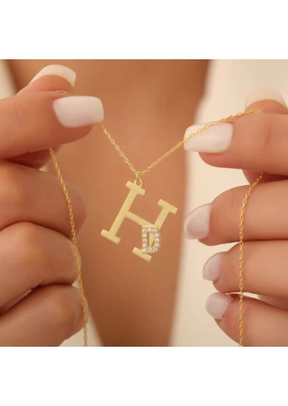 Customized Couple Letter Necklace with CZ Zirconia Stone/Family Initial Necklace