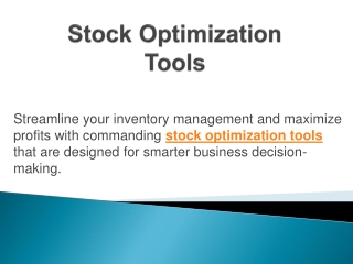Stock Optimization Tools