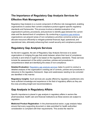 The Importance of Regulatory Gap Analysis Services for Effective Risk Management.
