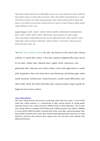 Fiber Laser Cutting Machine