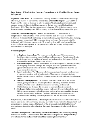 Artificial Intelligence Course in Nagercoil