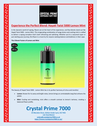 Experience the Perfect Blend Hayati Twist 5000 Lemon Mint