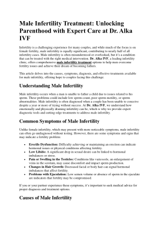 Male Infertility Treatment