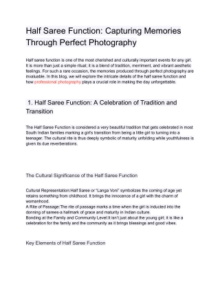 Half Saree Function: Capturing Memories Through Perfect Photography