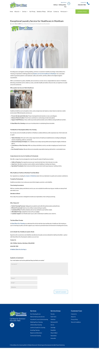 Exceptional Laundry Service for Healthcare in Markham