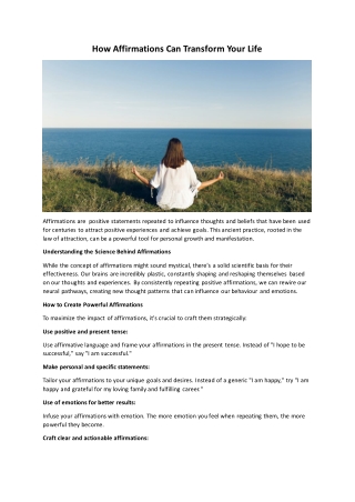 How Affirmations Can Transform Your Life