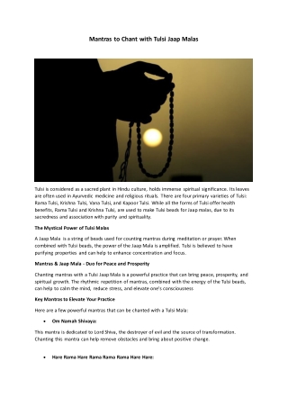 Mantras to Chant with Tulsi Jaap Malas