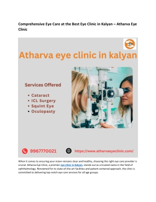 Best Eye Clinic in Kalyan | Trusted Eye Hospital in Kalyan