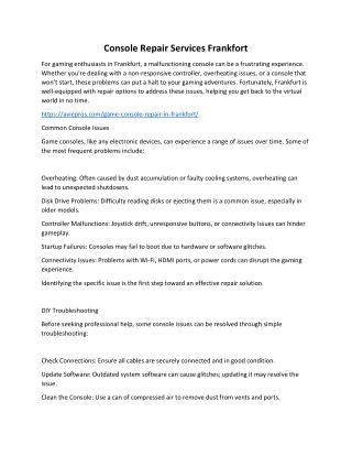 Console Repair Services Frankfort (1)