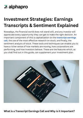 Investment Strategies Earnings Transcripts & Sentiment Explained