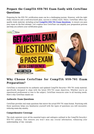 CertsTime CompTIA SY0-701 Exam Resources for Better Results