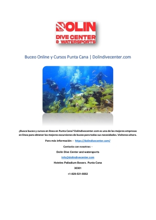 Buceo Online y Cursos Punta Cana | Dolindivecenter.com