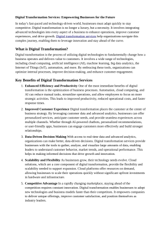 Digital Transformation Services Empowering Businesses for the Future