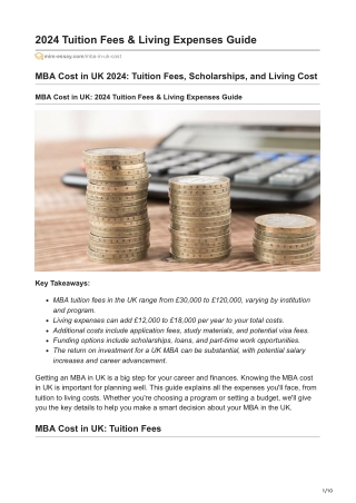 MBA Cost in UK: 2024 Tuition Fees & Living Expenses Guide