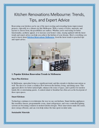 Kitchen Renovations Melbourne Trends Tips and Expert Advice