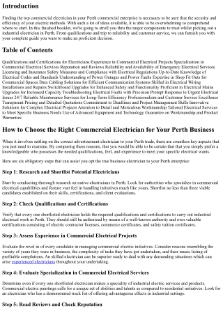 How to Choose the Right Commercial Electrician for Your Perth Business