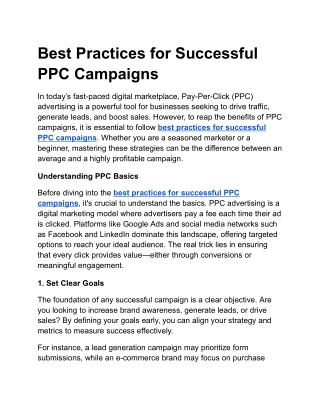 Best Practices for Successful PPC Campaigns