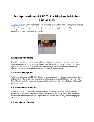 Top Applications of LED Ticker Displays in Modern Businesses