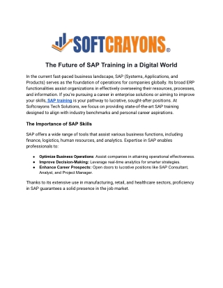 The Future of SAP Training in a Digital World