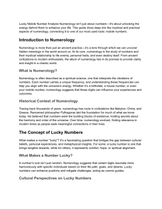 The Ultimate Guide to Lucky Mobile Number Analysis Numerology