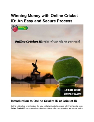 Winning Money with Online Cricket ID_ An Easy and Secure Process