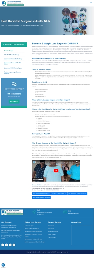 Best Bariatric Surgeon in Delhi NCR