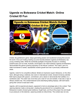 Uganda vs Botswana Cricket Match_ Online Cricket ID Fun