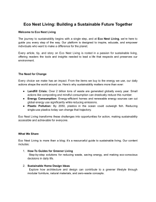 Eco Nest Living_ Building a Sustainable Future Together