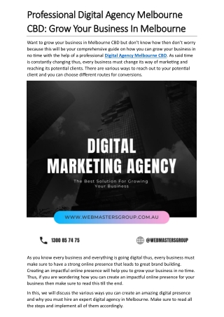 Professional Digital Agency Melbourne CBD