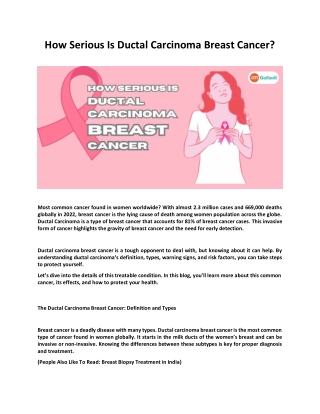 How Serious Is Ductal Carcinoma Breast Cancer | GoMedii
