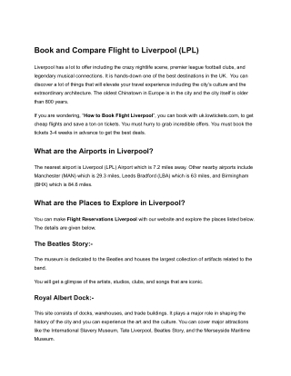 Book and Compare Flight to Liverpool