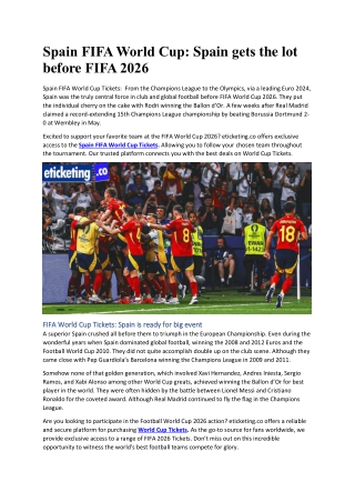 Spain FIFA World Cup Spain gets the lot before FIFA 2026