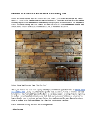 Revitalize Your Space with Natural Stone Wall Cladding Tiles