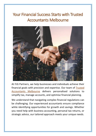 Your Financial Success Starts with Trusted Accountants Melbourne