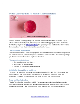 Perfect Cherry Lip Balm for Nourished and Smooth Lips