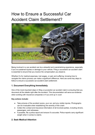 How to Ensure a Successful Car Accident Claim Settlement?