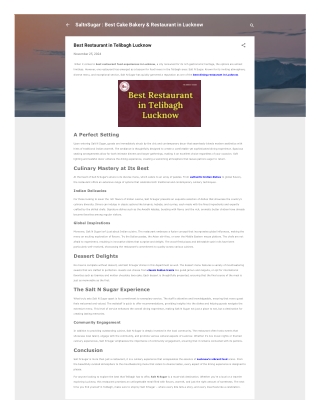 Best Restaurant in Telibagh Lucknow