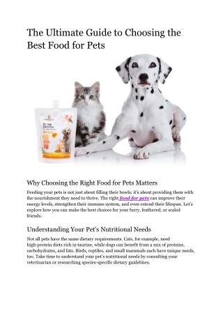 The Ultimate Guide to Choosing the Best Food for Pets