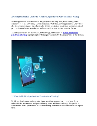 A Comprehensive Guide to Mobile Application Penetration Testing