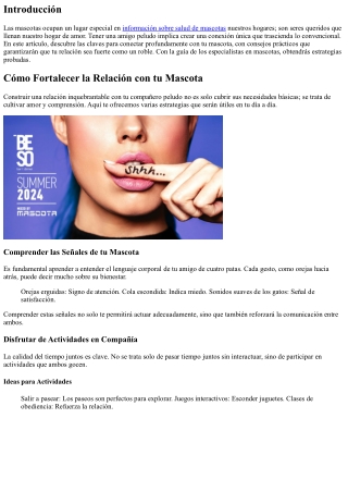 Los Secretos para Crear un Vínculo Inquebrantable con tu Querida Mascota