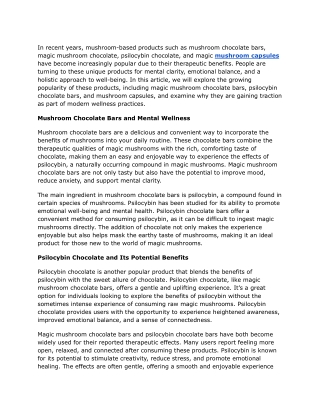 How Can Magic Mushroom Chocolate Enhance Your Well-being?