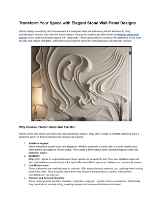 Transform Your Space with Elegant Stone Wall Panel Designs