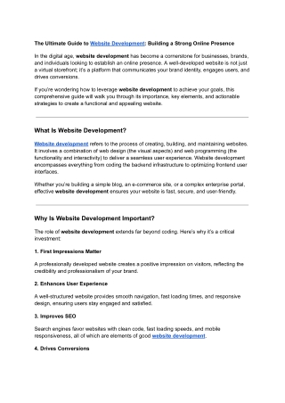 The Ultimate Guide to Website Development: Building a Strong Online Presence