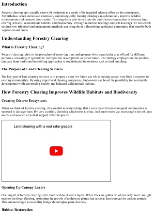 Exactly How Forestry Clearing Enhances Wild Animals Habitats and Biodiversity