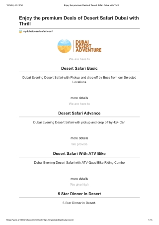 Enjoy the premium Deals of Desert Safari Dubai with Thrill