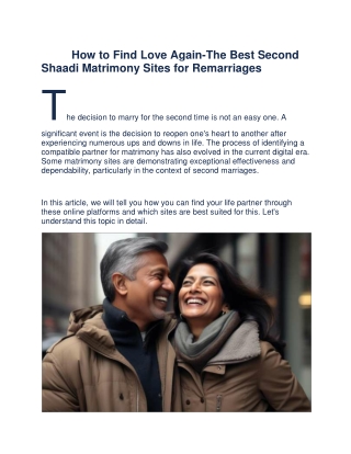How to Find Love Again-The Best Second Shaadi Matrimony Sites for Remarriages