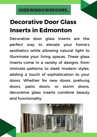 Decorative Door Glass Inserts in Edmonton for Stylish Homes