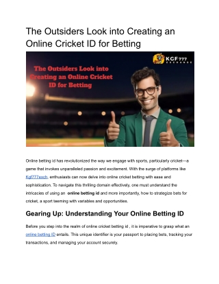 The Outsiders Look into Creating an Online Cricket ID for Betting